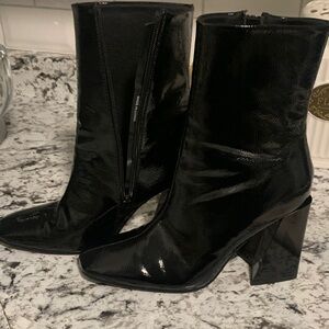 MADE BY- NASTY GIRL Sleek Black Patent Leather Heeled Boots